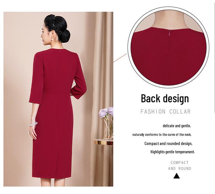 Элегантное красное двухсекционное платье с рюшами для молодых мам, осенняя коллекция 2023