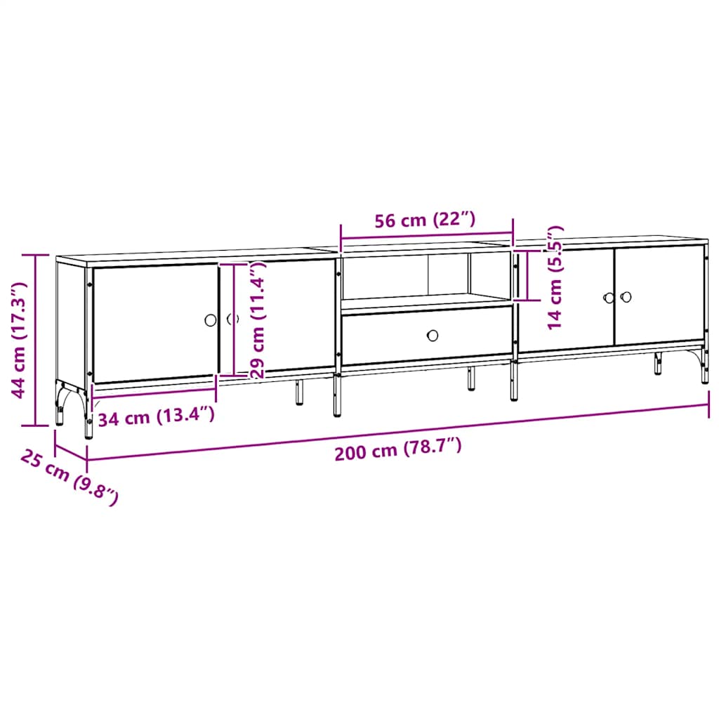 TV Cabinet with Drawer Artisan Oak 200 x 25 x 44 cm