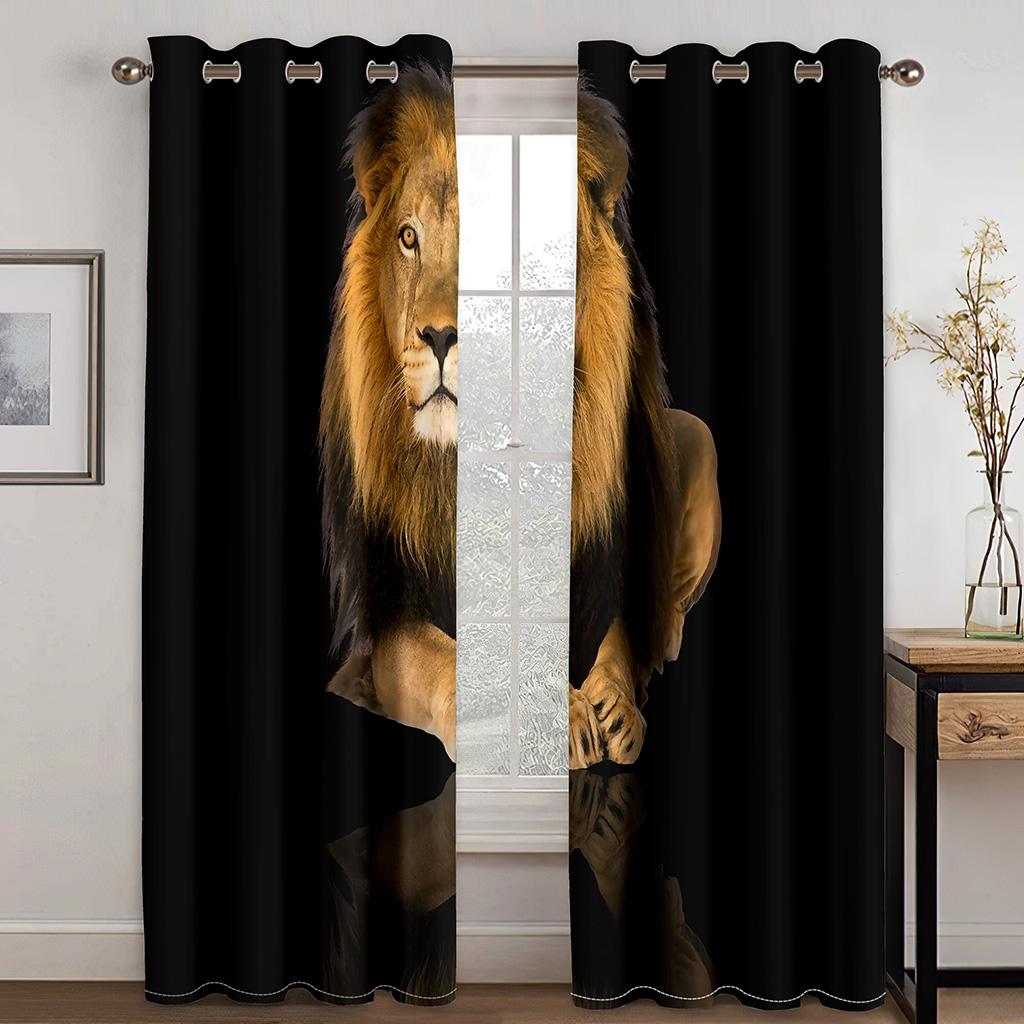 Cougar Wild Lion Tiger Wolf Animal Print Window Curtains for Kids Room Luxury Bedroom Hotel Home Decor Window Balcony Drapes