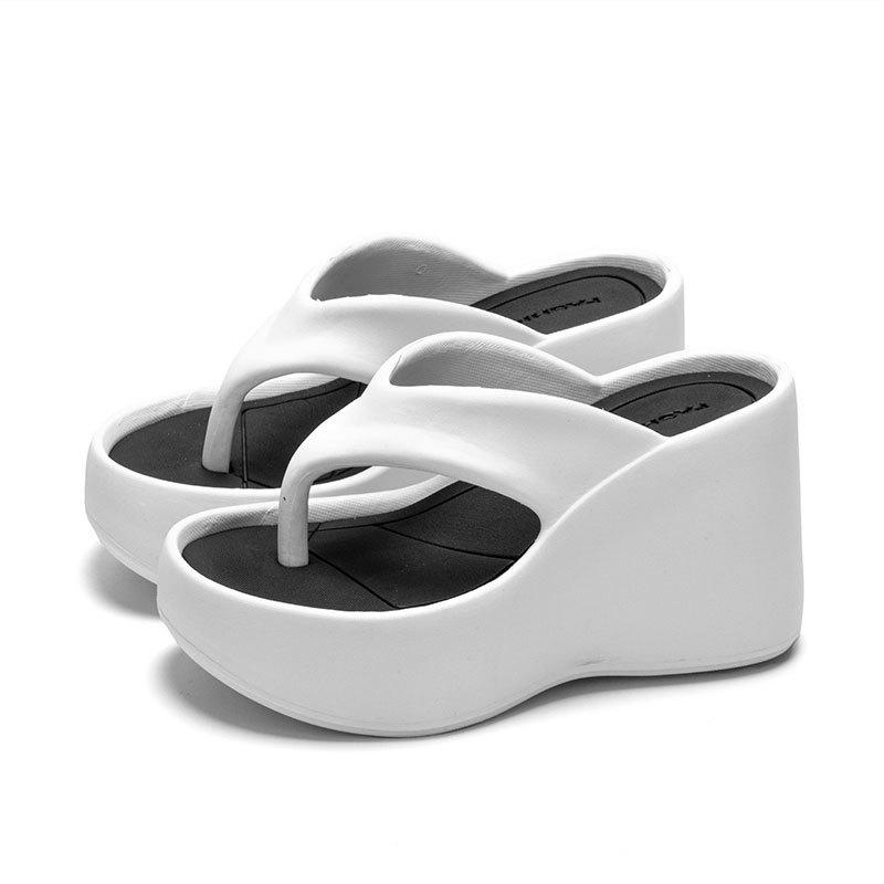 New Summer Heeled Slippers Chunky Platform Flip Flops Women Clip Toe Wedges Beach Sandals Thick Sole Slides
