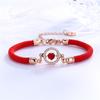 Плетеный браслет из красной веревки Женский браслет в форме сердца с бриллиантами Модный индивидуальный дизайн