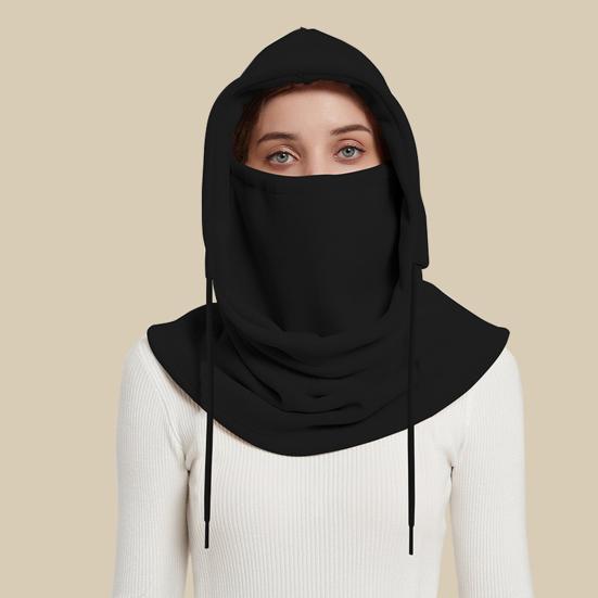 Флисовый головной убор для верховой езды однотонный с регулируемой кулиской 3 в 1 шапка для катания на лыжах с защитой лица и шеи, аксессуар для велоспорта