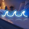 Неоновые вывески «Волна» Светло-голубые светодиодные ночники с диммируемым переключателем для детского настенного декора Питание от USB для гостиной, бара, спальни, рождественский подарок(11.8 *