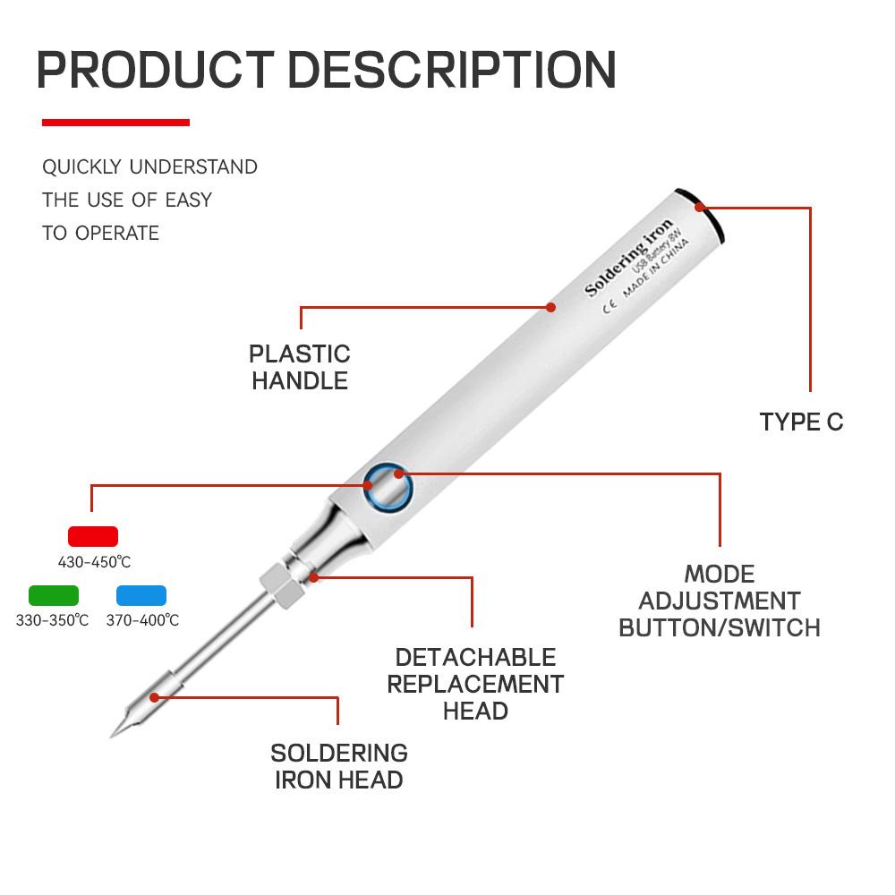 5V USB Беспроводной Электрический Паяльник Портативный Паяльник Ручка Перезаряжаемый Регулировка Температуры DIY Сварочное Оборудование