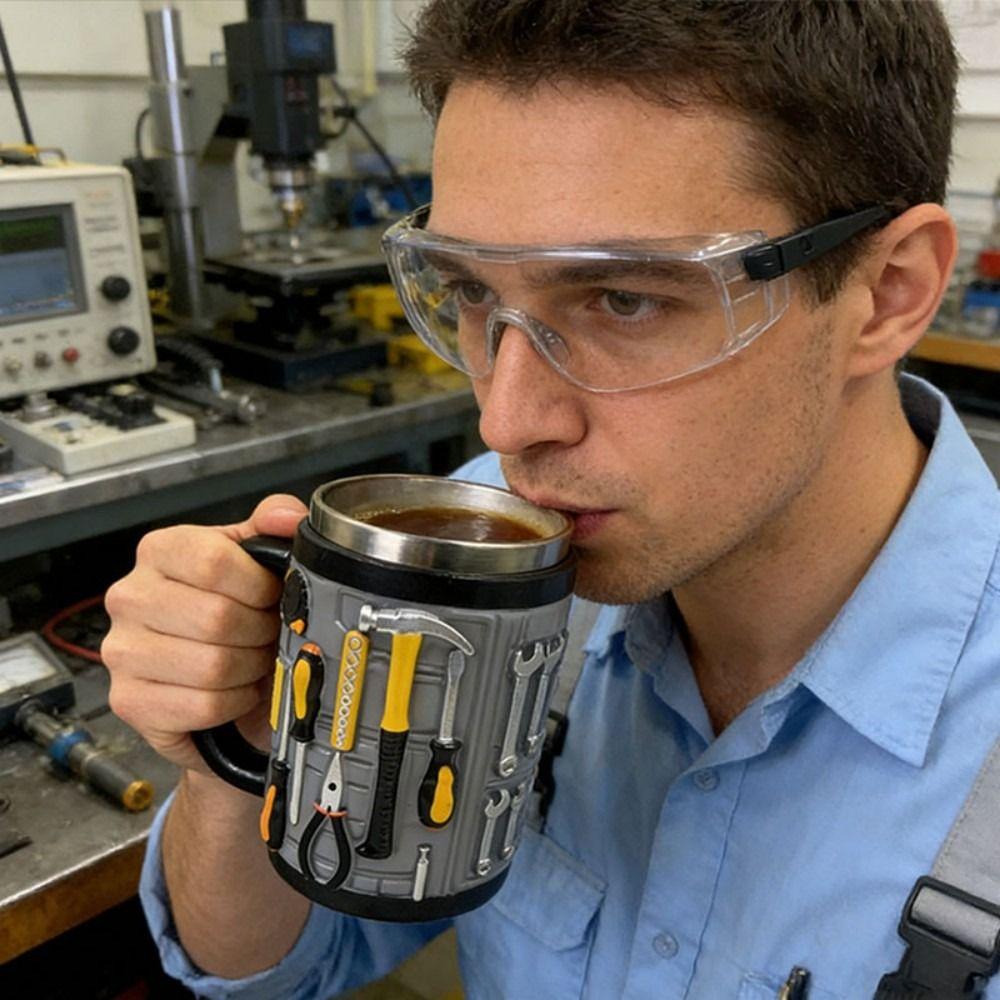 3D Toolbox Design Coffee Cup Stainless Steel Water Cup Funny Mechanic Mug  Gifts for Men