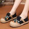 Мода 2024Женские повседневные льняные мюли ручной работы с вышивкой на плоской подошве, ретро-веганские летние женские удобные холщовые эспадрильи