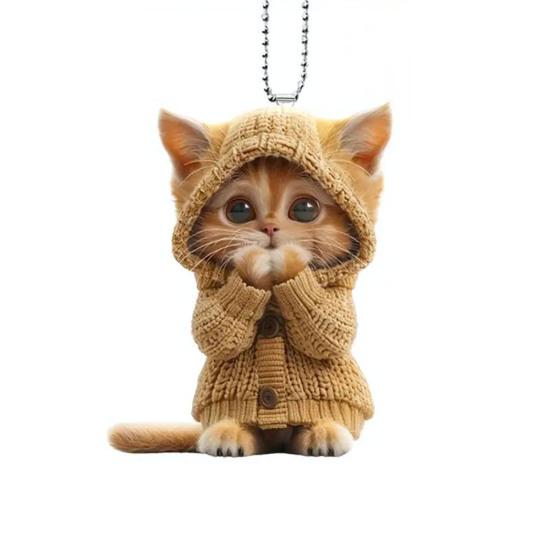 Cat Pendant Christmas Tree Ornament with Lanyard Easy To Hang Lightweight Car Acrylic Hanging KTY