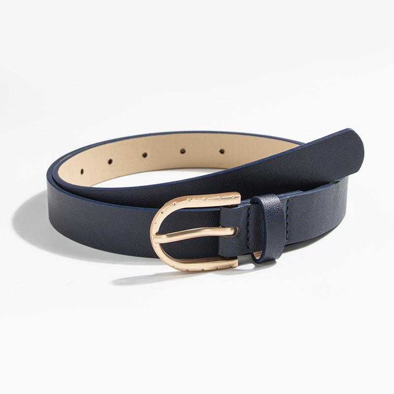 Minimalist Womens Faux Leather Belt With Oval Buckle For Office Use
