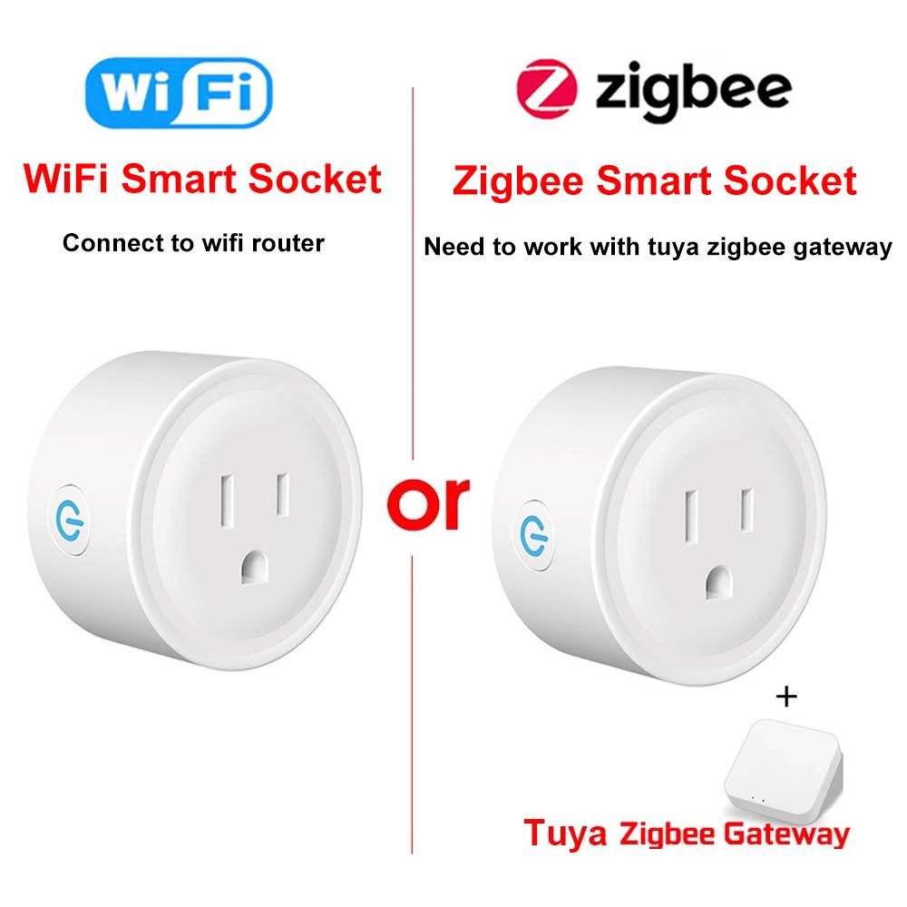 Умная розетка Tuya WiFi/Zigbee, американская умная розетка 20А с мониторингом мощности, таймером, управление через приложение Smart Life, работает с Alexa Google Home
