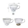 400ml European Retro Glass Cup Sun Flower Embossed Breakfast Milk Cup Anti-scald Handle Tea Coffee Cup Milkshake Juice Cup For Party