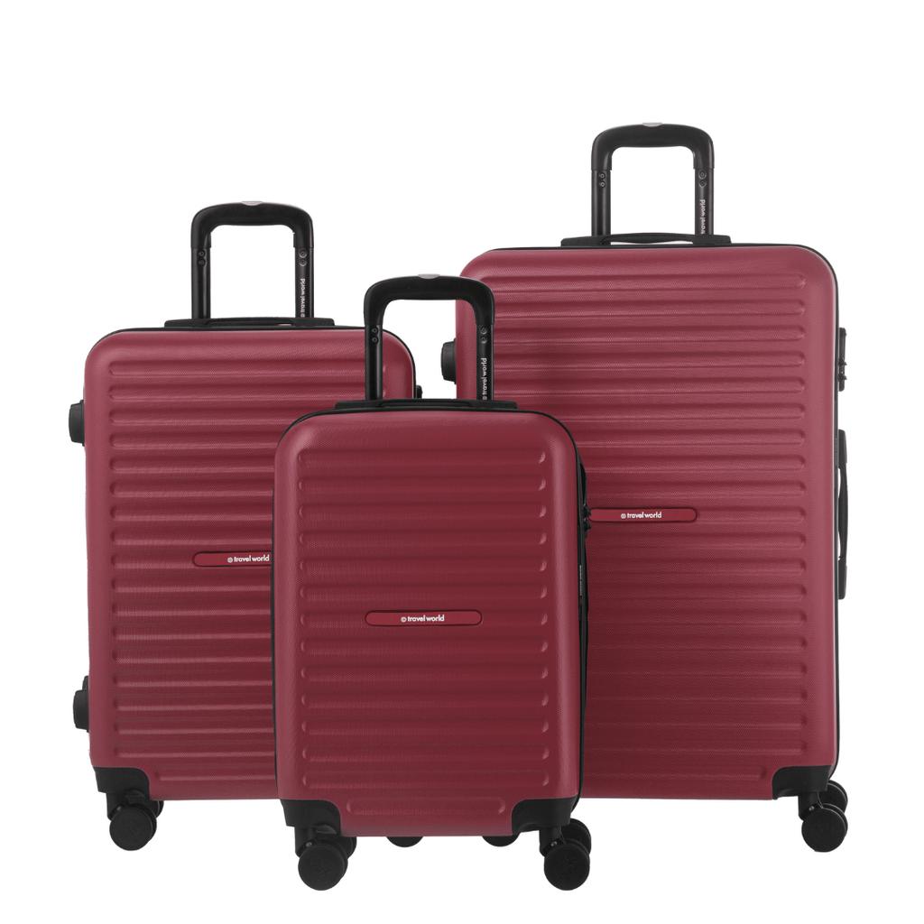 Set of 3 Rigid Suitcases (L-76cm) (M-66cm) (S-56cm) TRN DARK RED