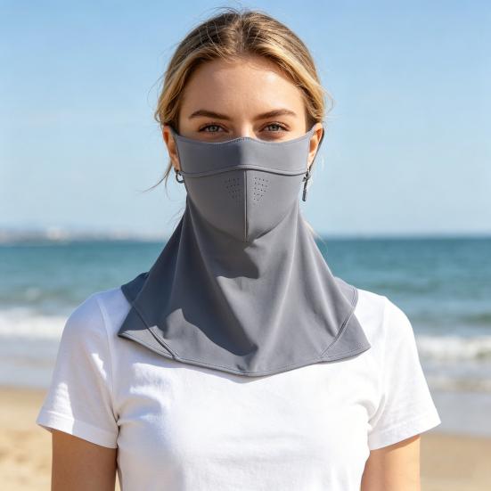 Sun Protection Guard Quick-Drying Fabric Ice Silk Face Guard with Breathable Mesh Cooling Fabric Full Coverage Extended Neck Gaiter Face Guard