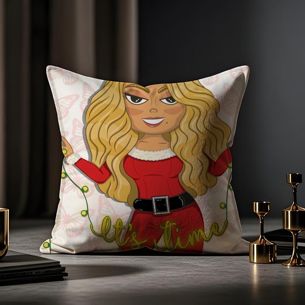 Mariah Carey Classic Christmas Songs Pillow Case Anti-Dustmite Pillowcase Invisible Zipper Silky Short Plush Sofa Cushion Cover
