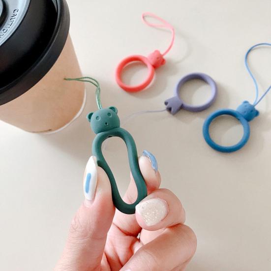 2 шт. Универсальный мультяшный силиконовый держатель для телефона в форме диска с кольцом для пальца и шнурком