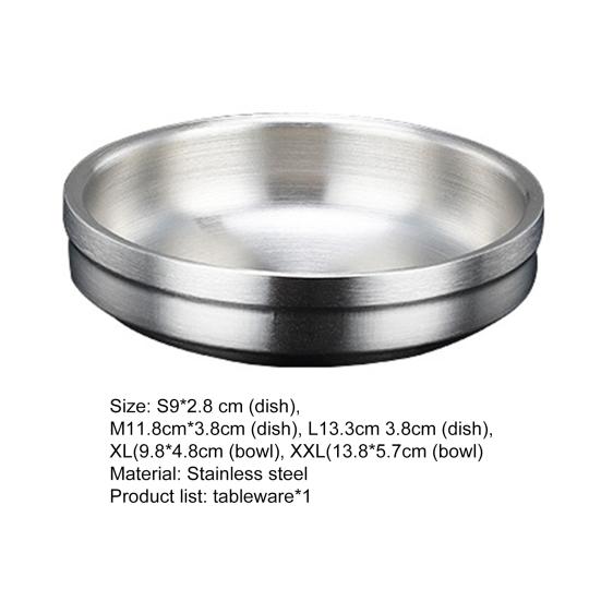 Небольшое блюдо, двухслойная изоляция, нержавеющая сталь, корейский стиль, противоожоговая миска для кимчи, блюдце, кухонные принадлежности