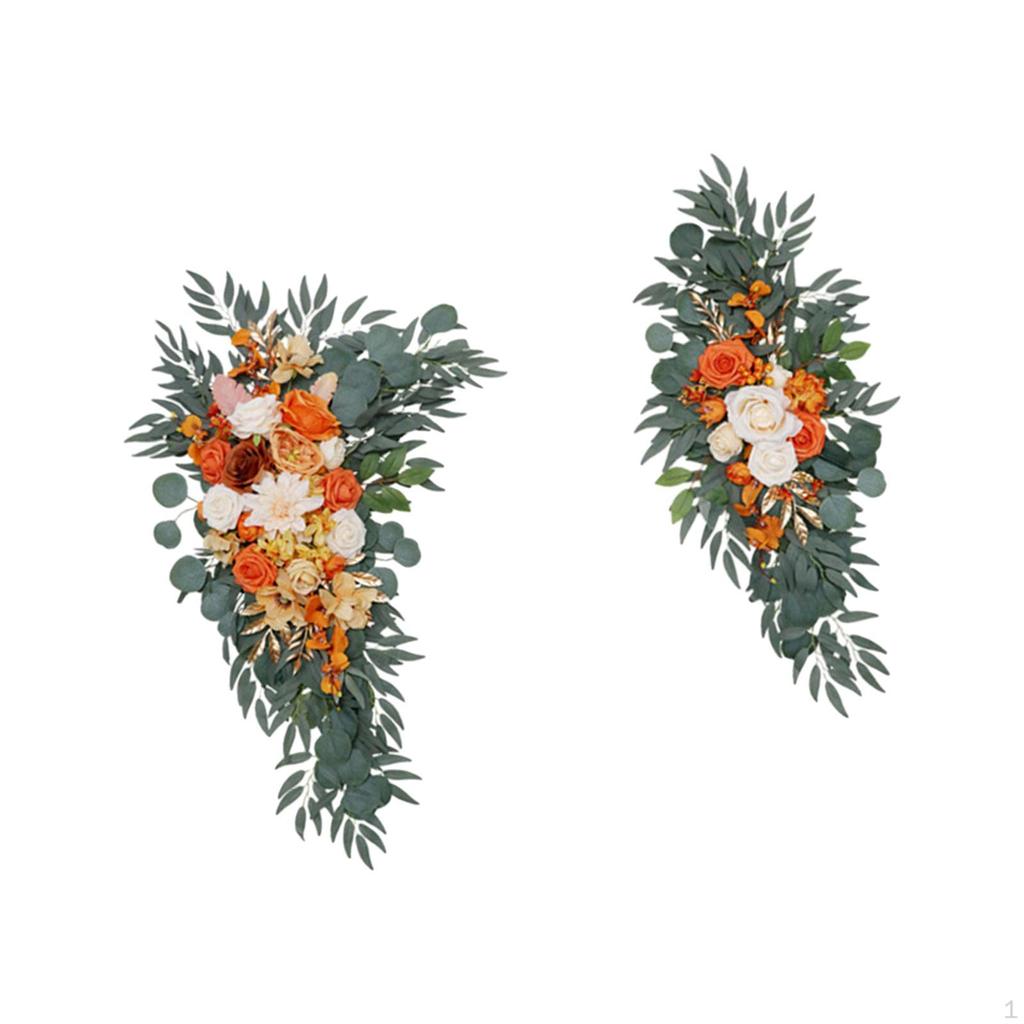 2 шт., свадебная арка, цветы, искусственные цветочные сувениры, деревенский ручной работы, зеленые листья, приветственный знак