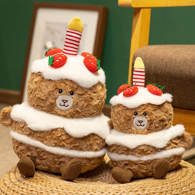 Cute Strawberry Cake Bear Modeling Plush Doll Kawaii Stuffed Animal Home Decor Birthday Gifts