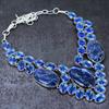 Ожерелье ручной работы из стерлингового серебра 925 пробы с натуральным содалитом и топазом, 18 дюймов P7A23