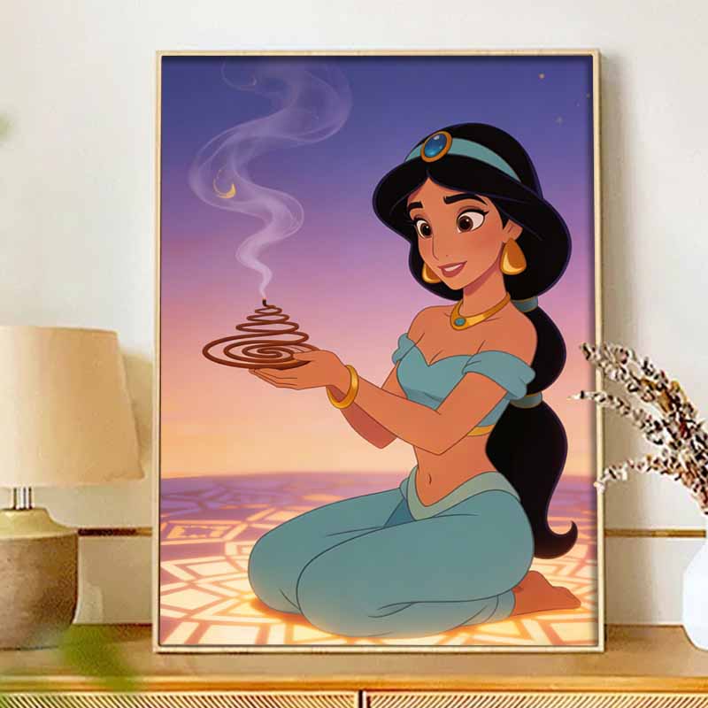 Disney Diamond Art Painting Kit 5D Jasmine Incense Diamond Painting Dot Art Kit Home Wall Decor