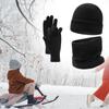 3 Piece Set Beanie Hat, Neck Warmer, Gloves Scarf Wrap Windproof for Cold Weather Women Men Girls