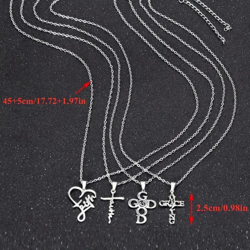 Христианское ожерелье из 4 предметов из нержавеющей стали, популярная вера, пара, женщины, с вдохновляющими словами, подарок на день рождения, ювелирные изделия, мужская ручная работа