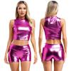 Женский клубный костюм для танца на пилоне, танцевальный костюм для черлидинга, укороченный топ с блестящими шортами для карнавальной вечеринки, музыкального фестиваля, рейвов