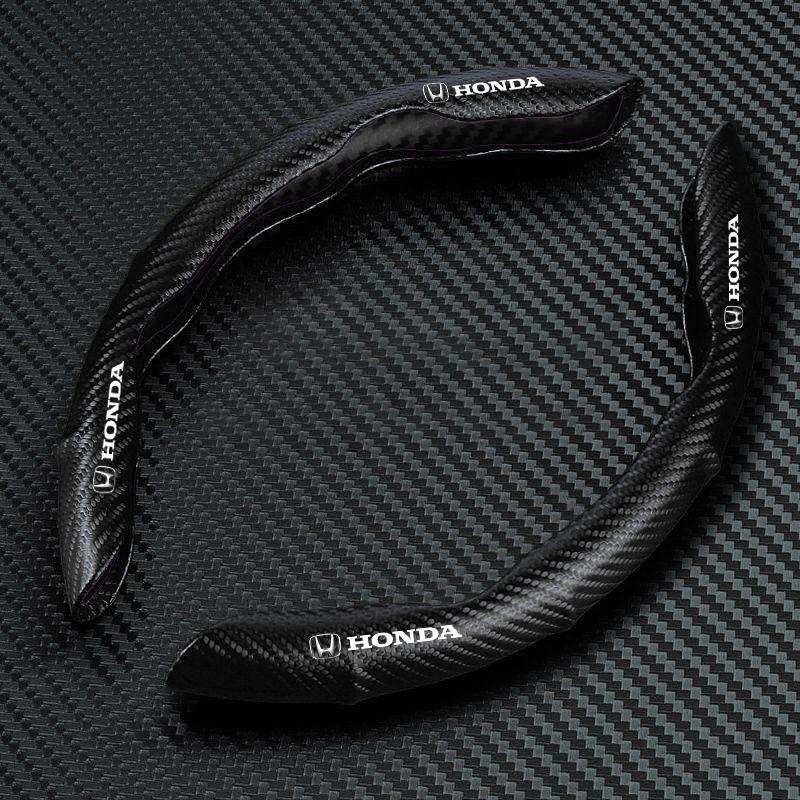 2pcs Carbon Fiber Non-Slip Steering Wheel Cover Car Accessories For Honda Fit Mugen Insight Type S R VTEC DOHC Modulo Vezel Legend RR Si