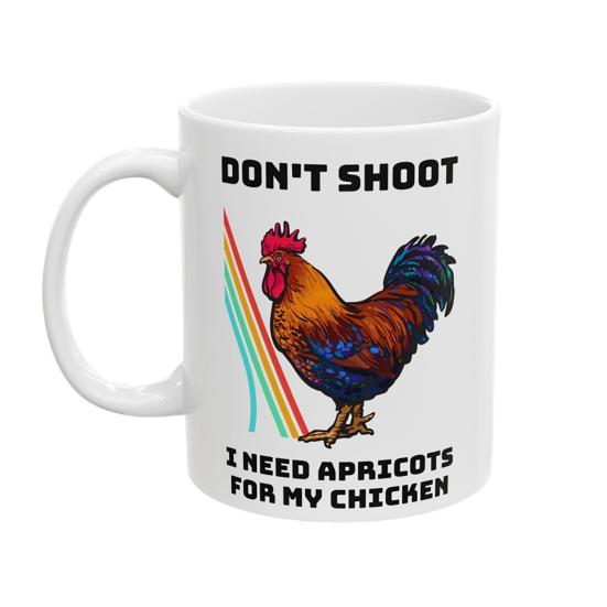 Забавная кружка с мемом про петуха "Не стреляйте, мне нужны абрикосы для моей курицы" Керамическая кофейная кружка для геймеров Подарок для стримеров и любителей мемов