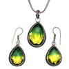 Green Tourmalinne Gemstone Mother's Day Jewelry Pendant Earring Set