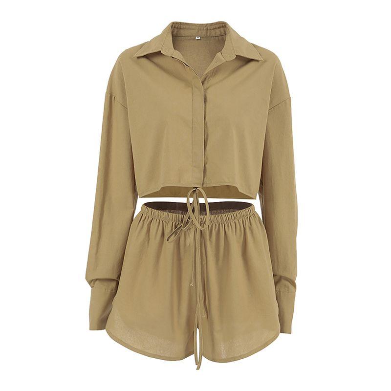 Fashion Women's Suit Cotton and Linen Long Sleeves Short Top Fashion Shorts 2025 Summer
