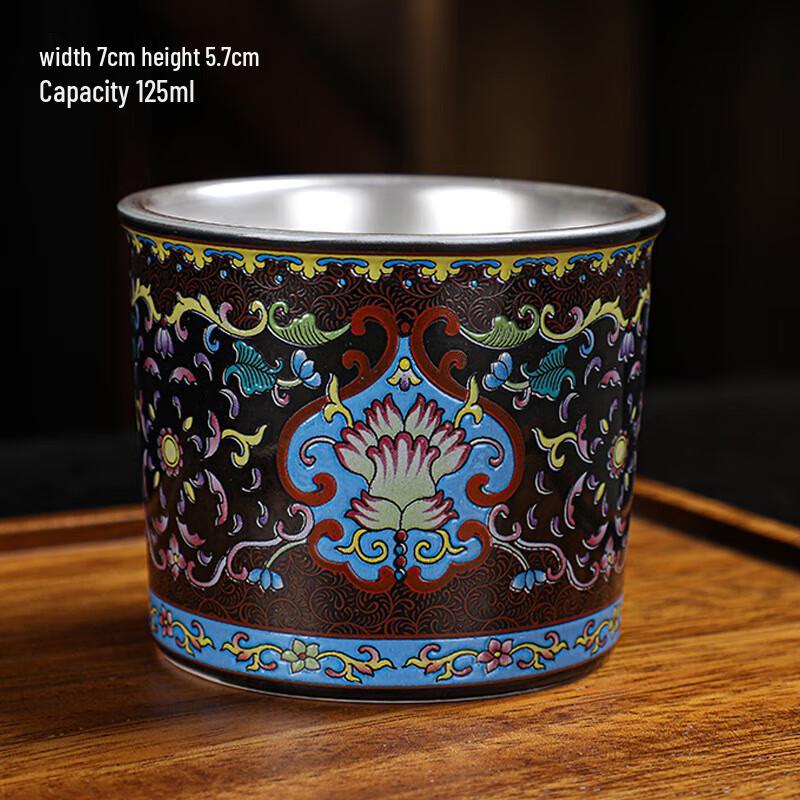Chaxun 999 Enamel Silver Ceramic Harmony Teacup