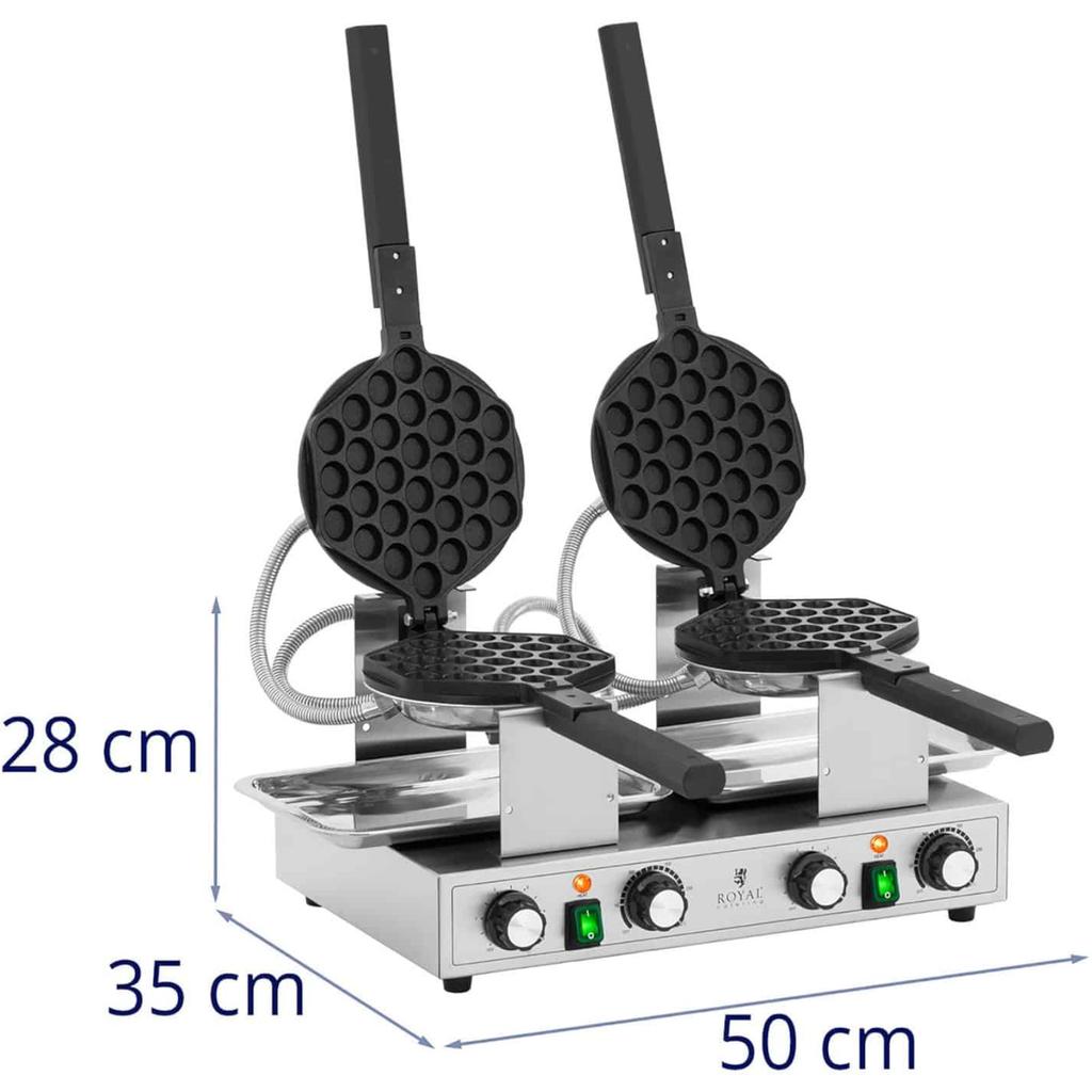 Double bubble waffle maker for bubble waffles TEFLON 2 x 1400 W