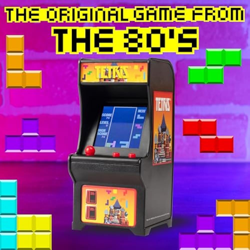 Tiny Arcade Tetris Mini Retro Game (3.5 inch): Playable handheld arcade machine with authentic ga...