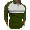 Men Fashion Spring Autumn Casual Long Sleev Zipper Polo Shirt , Men Spell Color Golf Polo Shirt Tops .