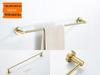 Brushed Gold 304 Stainless Steel Bathroom Set: Towel Rack, Ring, Storage Shelf, Toilet Paper Holder, and Clothes Hook.