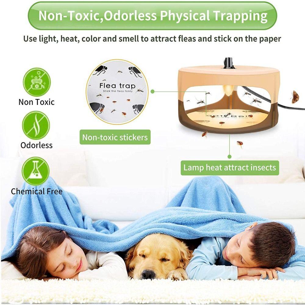 Round Shape Pest Control Capture Trap Effective Flea Trap Light Insect Catcher  Indoor Use