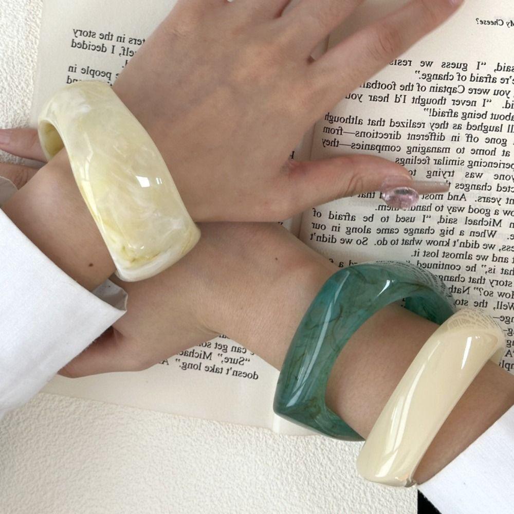 Богемный нерегулярный широкий браслет в европейском американском стиле ретро-кольцо на руку массивный браслет из смолы для женщин