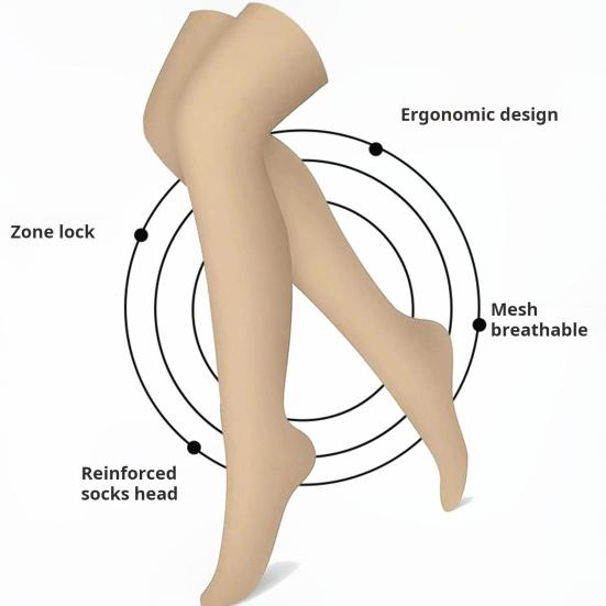 1 Pair Compression Stockings Women Men Thigh High Closed Toe 20-30 MmHg Graduated Support Compression Socks