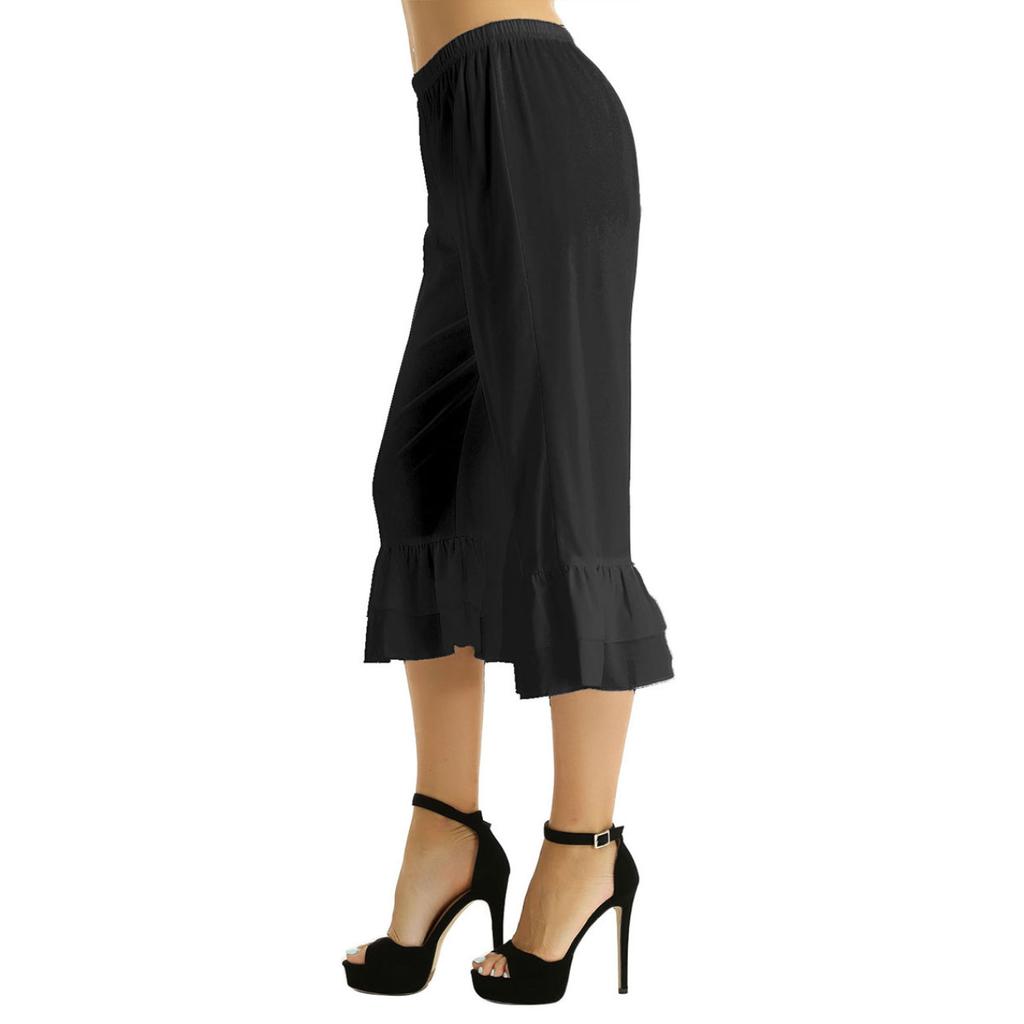 Women Retro Vintage Elastic Waist Ruffles Hem Pantaloons Bloomers Underpants Victorian Era Costume
