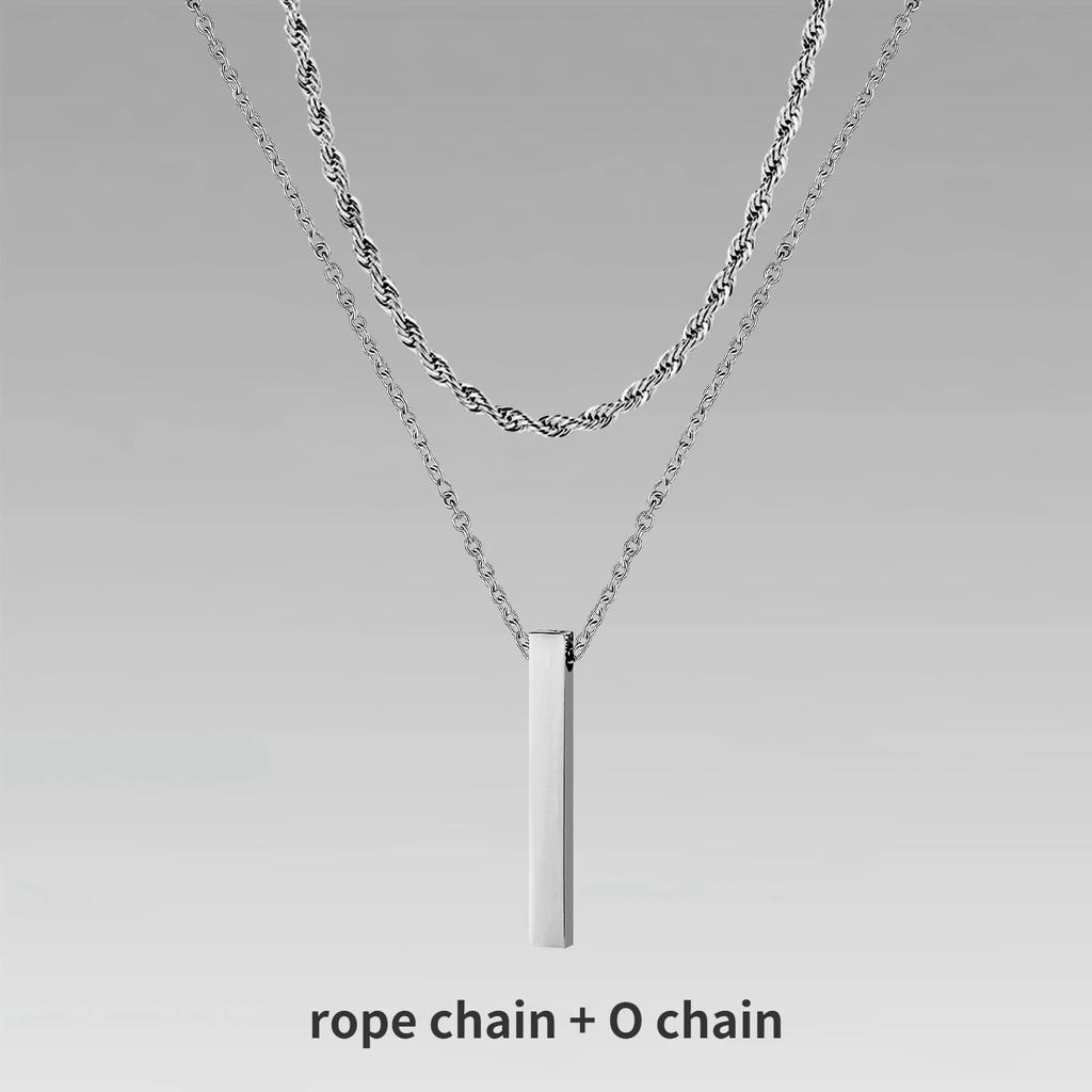 Мужские ожерелья с вертикальными полосками Vnox 3D, многослойная геометрическая подвеска из нержавеющей стали, кубинская цепочка из многослойной пшеничной веревки, ошейник для мальчика