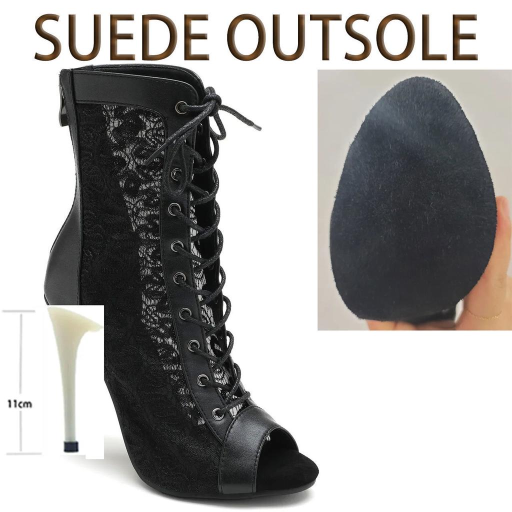 Women High Quality Thin High Heels Comfort Lace-up Boot Stilettos Jazz Dance Female Shoes Street Sexy Booties