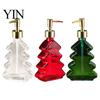 Sturdy Glass Soap Dispenser 300ml Christmas Tree Dispenser, Hand Dish with Pump, Xmas Decorative Empty Bottle for Soap, Kitchen, Bathroom Hotel Guest