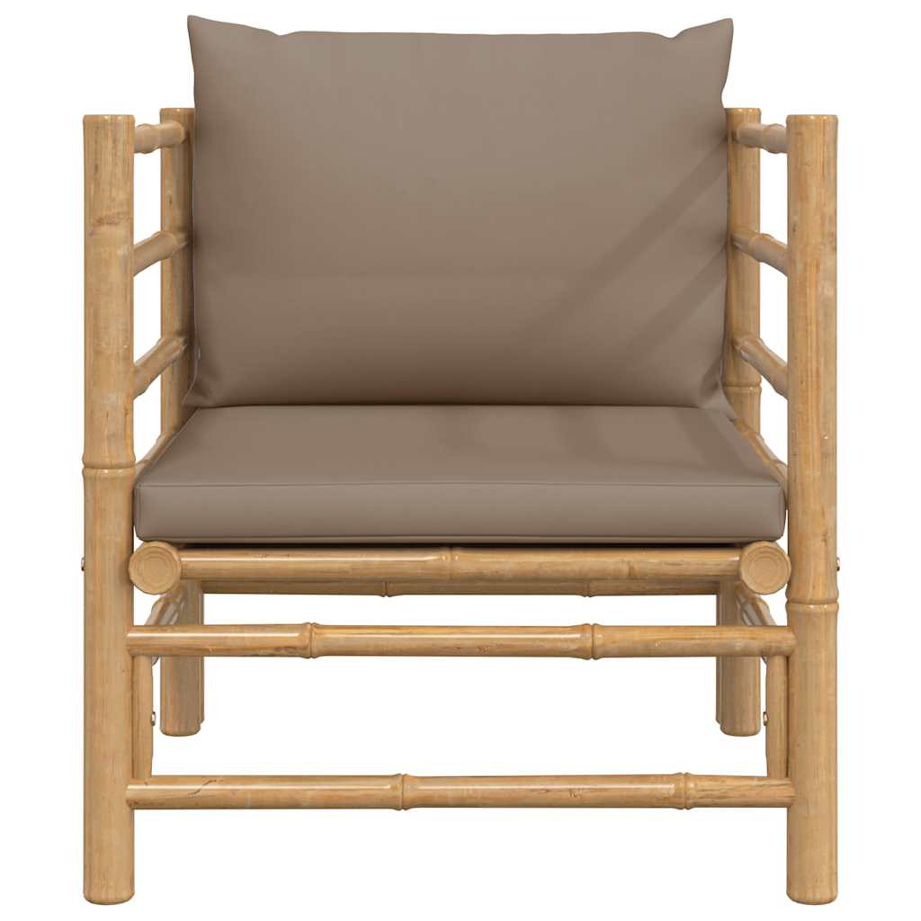Vidaxl Sofa Ogrodowa Z Poduszkami W Kolorze Taupe, Bambusowa