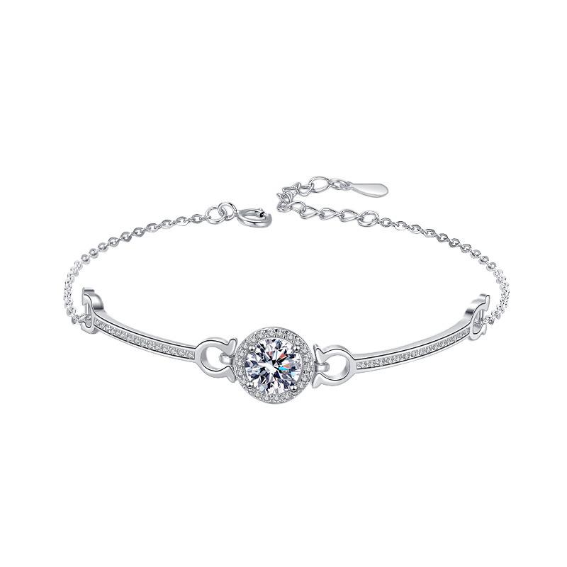 S925 Sterling Silver Bracelet Wholesale Moissanite Bracelet Simple Round Bag Ladies Bracelet Bracelet Live Broadcast
