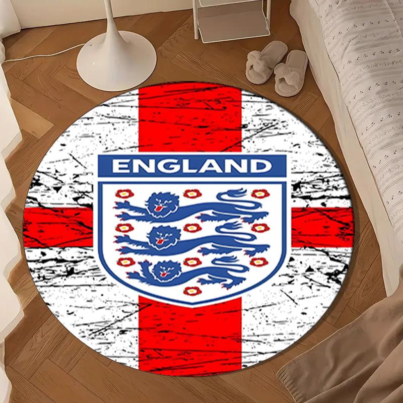 1PC EnglFootball Crest Round Rug for Livingroom,Bedroom, Palyroom, Chair Rug, Area rug, Circle Carpet, Large Size Fan Christmas gift