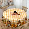 1 Fall Thanksgiving Polyester Tablecloth Cartoon Turkey, Pumpkin And Sunflower Pattern, Rectangular Tablecloth