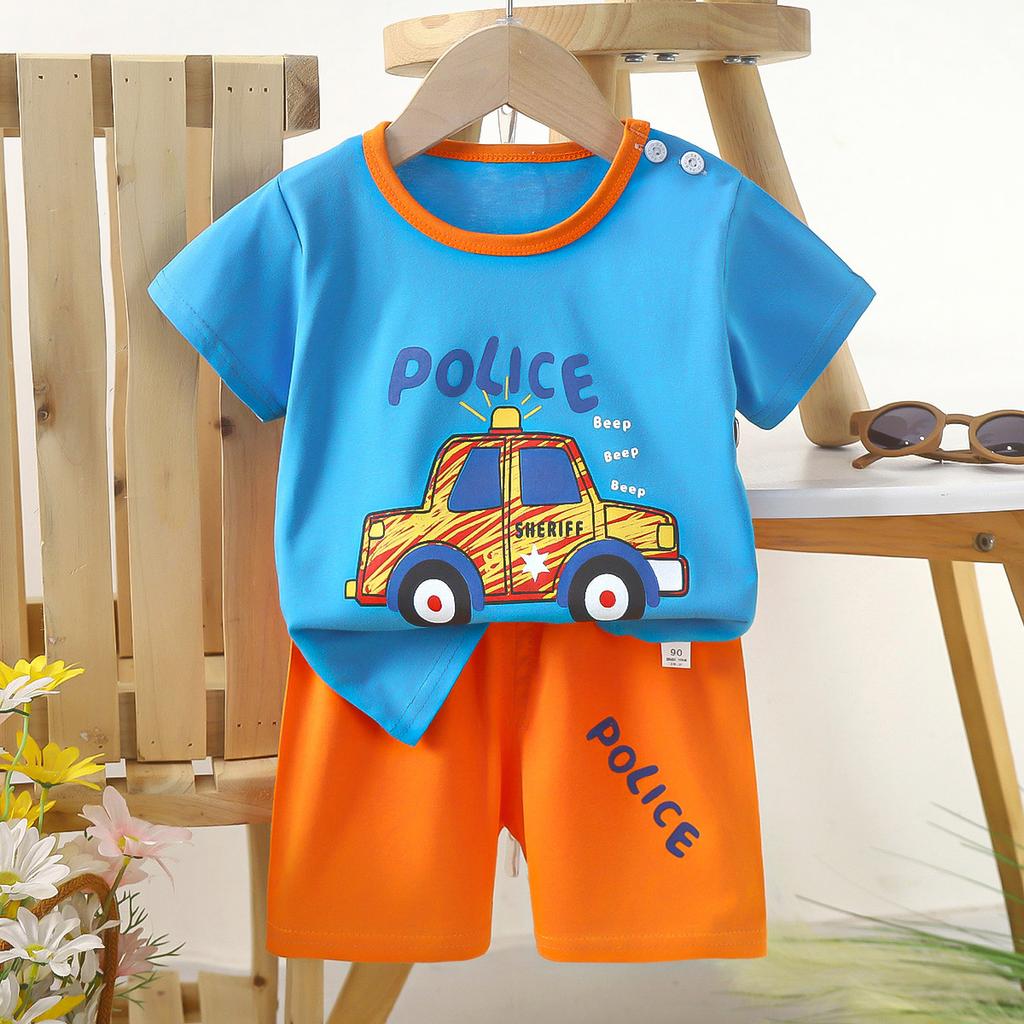 Children's Casual Short-sleeved Summer Cotton T-shirt Set for Boys and Girls