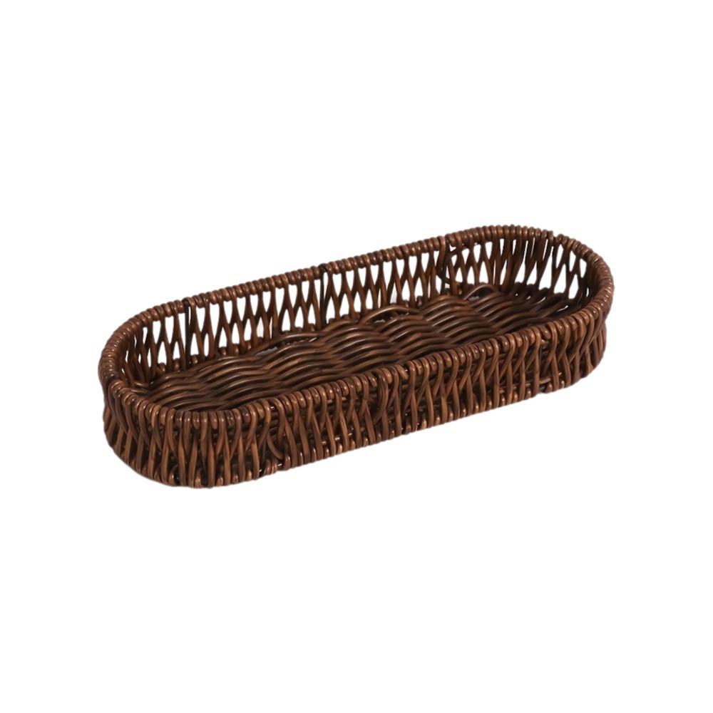 Oval Shape Tableware Storage Basket Retro Plastic Faux Wicker Tray Decorative Minimalist Desk Shelf Baskets Dining Room