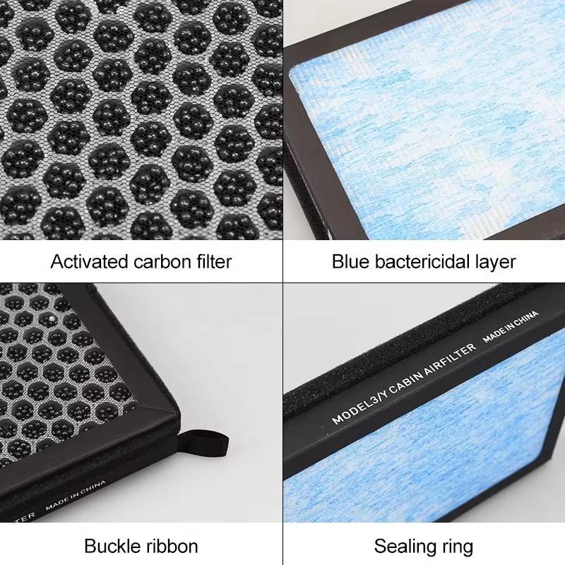 2Pcs For Tesla Model 3/Y HEPA N98 Carbon Activated Air Filter PM2.5 Cabin Conditioner Replacement Auto Parts
