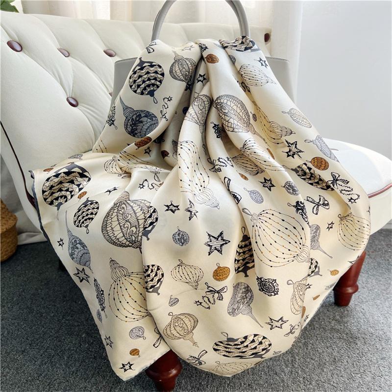 110*110 Cm Square Silk Scarf Women's Fashion Printed Small Neck Scarf Office Women's Hair Belt Folar Handkerchief Women's Handkerchief Shawl Scarf